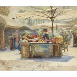 Flora MacDonald Reid, Scottish 1861-1938 - The Market Place, Verona; watercolour on paper, titled on