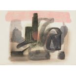 Clarke Hutton, British 1898-1984 - Untitled (pink and black), 1963; watercolour on paper, signed