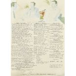 David Hockney OM CH RA, British b.1937 - Langan's Brasserie Menu signed by David Hockney, Paul