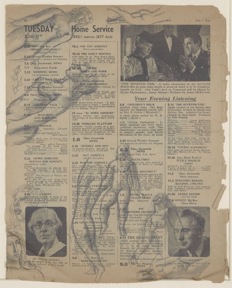Bernard Meninsky, British/Ukrainian, 1891-1950 - Radio Times, July 16th, 1948; pencil with red - Image 2 of 7