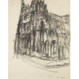 Lilian Holt, British 1898–1983 - Cathedral, 1953; charcoal on paper, signed and dated lower right '