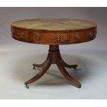 An early 19th Century mahogany drum table, probably made during the reign of William IV, bearing