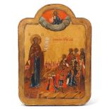 A Russian icon, 19th Century, after the Theokotos of Bogolyubovo or the Bogolubovo Icon, depicting