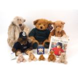 A collection of teddy bears, late 19th century onwards, to include; A Dean Collectors limited