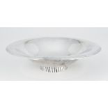 A silver centrepiece bowl, London, c.1960, Wakely & Wheeler, of plain, round form with a ridged