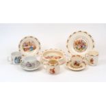 A group of Royal Doulton 'Bunnykins' table wares, to include a child's cereal bowl, teacup and