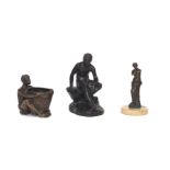 Two small bronzes after the Antique, late 19th and 20th Century, to include the Seated Mercury, 10.