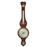 A George III mahogany wheel barometer/thermometer, by A Jarone & Co, late 18th century, with