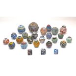 A group of modern, Roman style mosaic and marbled glass beads, of varying shapes, sizes and