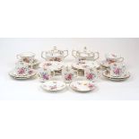 A Royal Crown Derby Posie pattern part tea set, 20th Century, comprising: two twin handled sugar