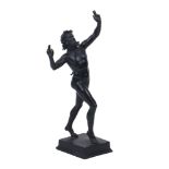 A Neapolitan figure, 20th century, depicting Pan, bronze, with outstretched arms, on stepped,
