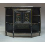 A late Victorian Aesthetic ebonised chiffonier, circa 1890, originally the base section of a