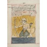 An archer holding an arrow and bow, from an illustrated manuscript, Rajasthan, circa 1820, with 4ll.
