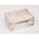 A large Edwardian silver cigar/cigarette box, London, c.1904, Joseph Braham, of plain rectangular