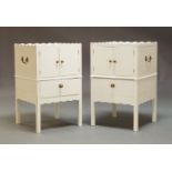 A pair of George III style white painted bedside cabinets, probably early 20th Century, in the
