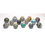 A group of modern, Roman style mosaic and marbled glass beads, of varying shapes, sizes and
