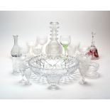 A collections of various suites of cut glass drinking glasses by Webb & Stuart, in assorted designs,