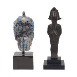 A modern Egyptian figure, modelled as Osiris, bronze, mounted on a stepped plinth, 13.5cm high,