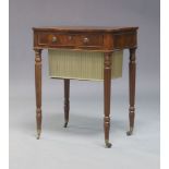 An early Victorian mahogany mahogany work table, circa 1850, fitted with a single drawer,