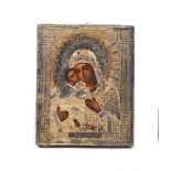 Two Russian icons, 20th Century, each depicting the Virgin and Child in oil on panel with gilt and