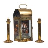 A carriage lamp, 20th century, American, brass, moulded makers mark to interior 'E.Miller&Co',