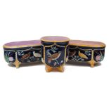 Three Majolica jardinières, 20th century, two of oblong form, one with painted '5' mark to base, the