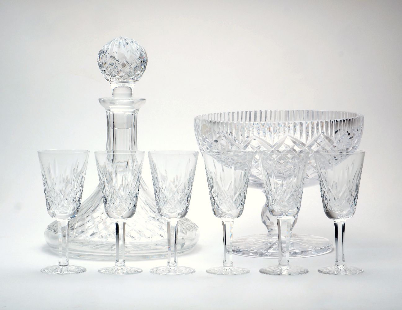 A group of Waterford crystal, comprising a set of six sherry glasses, marked to underside, 5.5cm