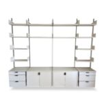 Atlas Industries, a white lacquered 'AS4' wall shelving unit, of recent manufacture, comprising