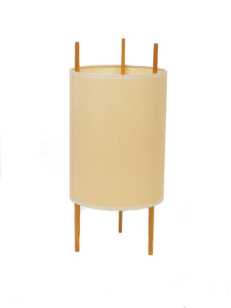 After Isamu Noguchi, a 'model 9' style lamp, late 20th Century, with cylindrical shade, on three