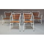 A set of six Danish BKS teak stackable garden chairs, Mid to late 20th Century, Constructed from