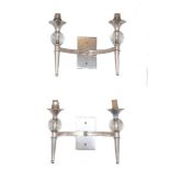 A pair of modern chrome and glass wall lights, circa 1970, approx. 22cm x 28cm (2) Please refer to