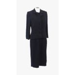 Curiel Couture, a Raffaella Curiel navy blue wool sleeveless dress and jacket suit, a Curiel