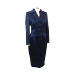 Catherine Walker, a two piece petrol blue wool jacket and skirt suit, together with a black