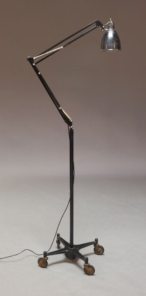 Terry Herbert & Sons, an 'Anglepoise' floor lamp, c.1940, in black enamelled finish, on