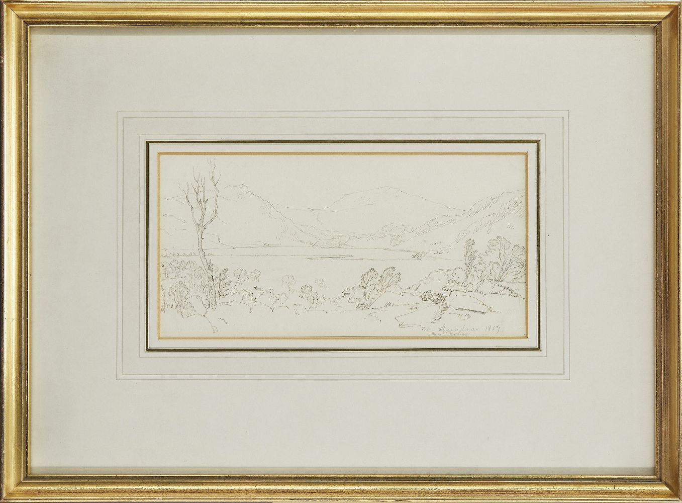 Hugh William (Grecian) Williams FRSE, Scottish 1773-1829- Llyn Dinas, Moel Hebog; pencil and pen and - Image 2 of 3