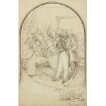 George Cruickshank Jnr., British act. 1842-1910- Dandies and Ladies in an elegant interior; pen