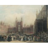British School, 19th century- Scenes from Eton College; hand-coloured engravings, a pair, ea. 69 x