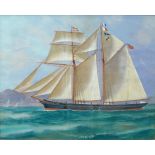 British School, mid-19th century- Little Pet, a British Schooner in calm seas and stormy waters;