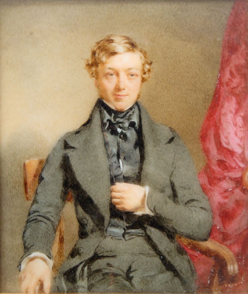 Circle of Thomas Heathfield Carrick, British 1802-1874- Portrait of a gentleman seated three-quarter