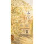 British School, late 19th century- Houses amongst woodlands; watercolours, a pair, one inscribed and