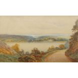 V. Allan, British, early 20th century- River landscape; watercolour, signed, 19.5 x 33 cm: