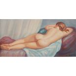 Albert Genta, French 1901-1989- Female nude; oil on canvas, signed, 40 x 80 cm; together with an oil
