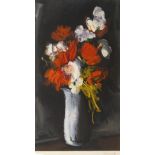 After Maurice de Vlamnick, French 1876-1958- Untitled vase of Red and White Flowers; lithograph in