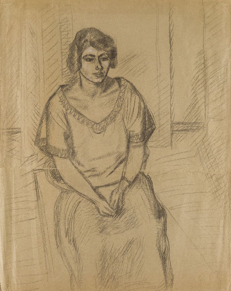 Barnett Freedman, British 1901-1958- Seated Woman; pencil on paper, estate stamp lower right, 65 x