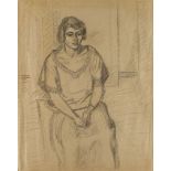 Barnett Freedman, British 1901-1958- Seated Woman; pencil on paper, estate stamp lower right, 65 x