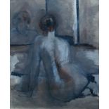 Honor Brogan, British school, late 20th century- Female nude; oil on paper, signed, bears label to