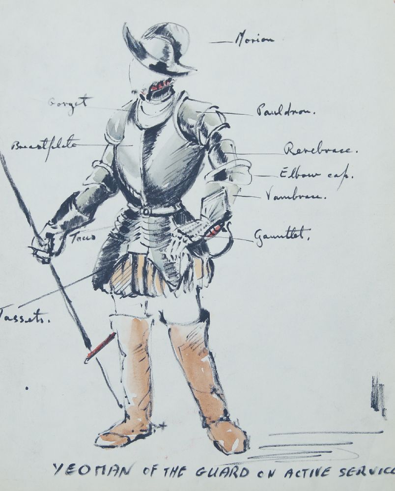 Brian Seaton, British, mid-20th century- Costume designs for La Scintillante; coloured chalks and - Image 3 of 4