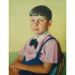 European School, early-mid 20th century- Portrait of a seated young boy; oil on board, signed with