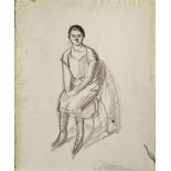 Barnett Freedman, British 1901-1958- Seated Woman; ink and pencil on paper, estate stamp lower