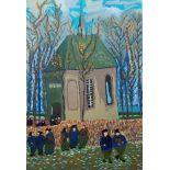 Iulian Atomei, British b.1979- The Sunday Liturgy at the Church; oil on canvas, signed, dated 2018